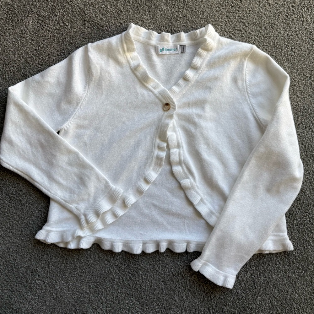 Girls cropped white cardigan sweater size XL